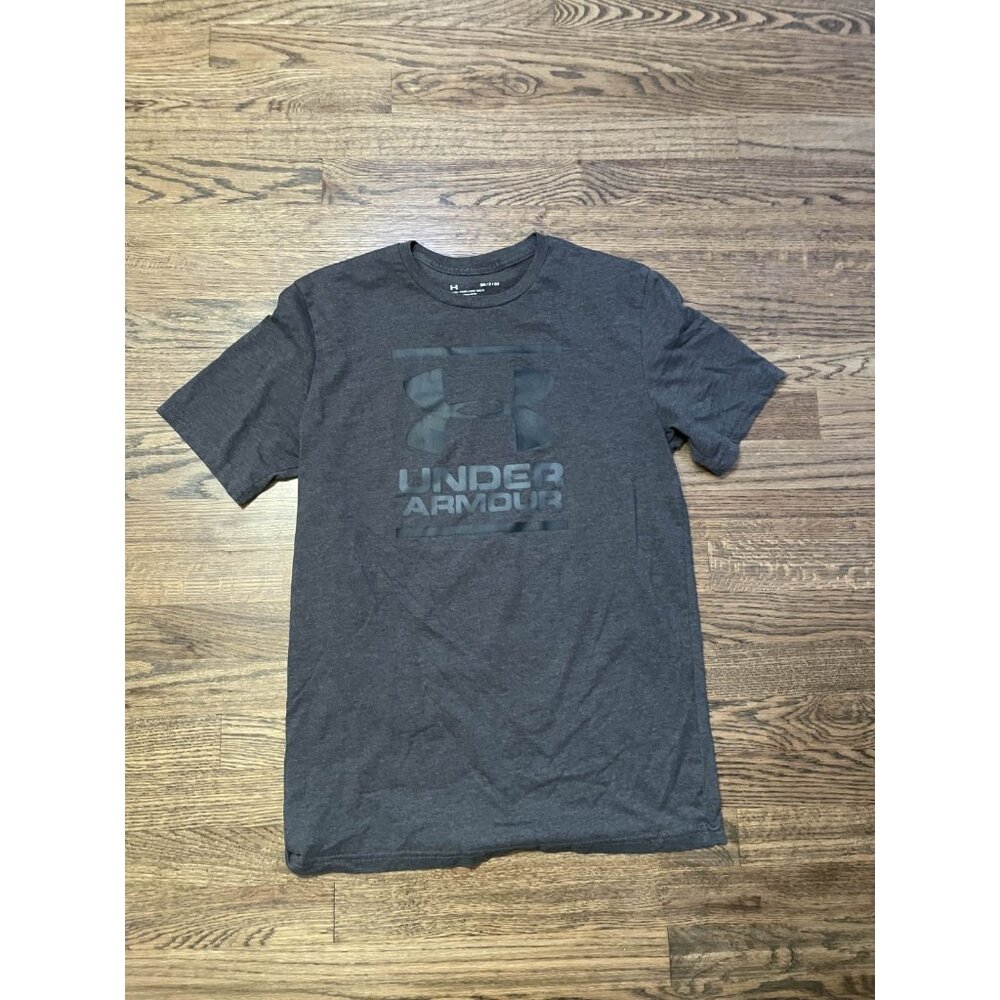 Under Armour Men's Cotton Tee HeatGear Gray Big Logo T-Shirt Size S
